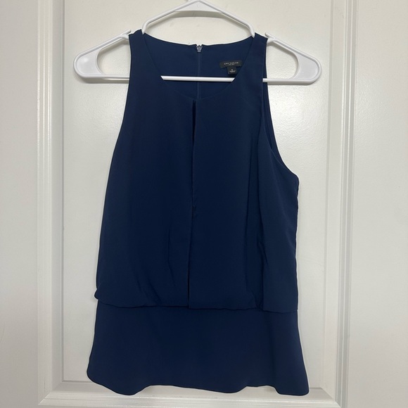 Ann Taylor Navy Sleeveless Layered Blouse Size 6 - Picture 1 of 4